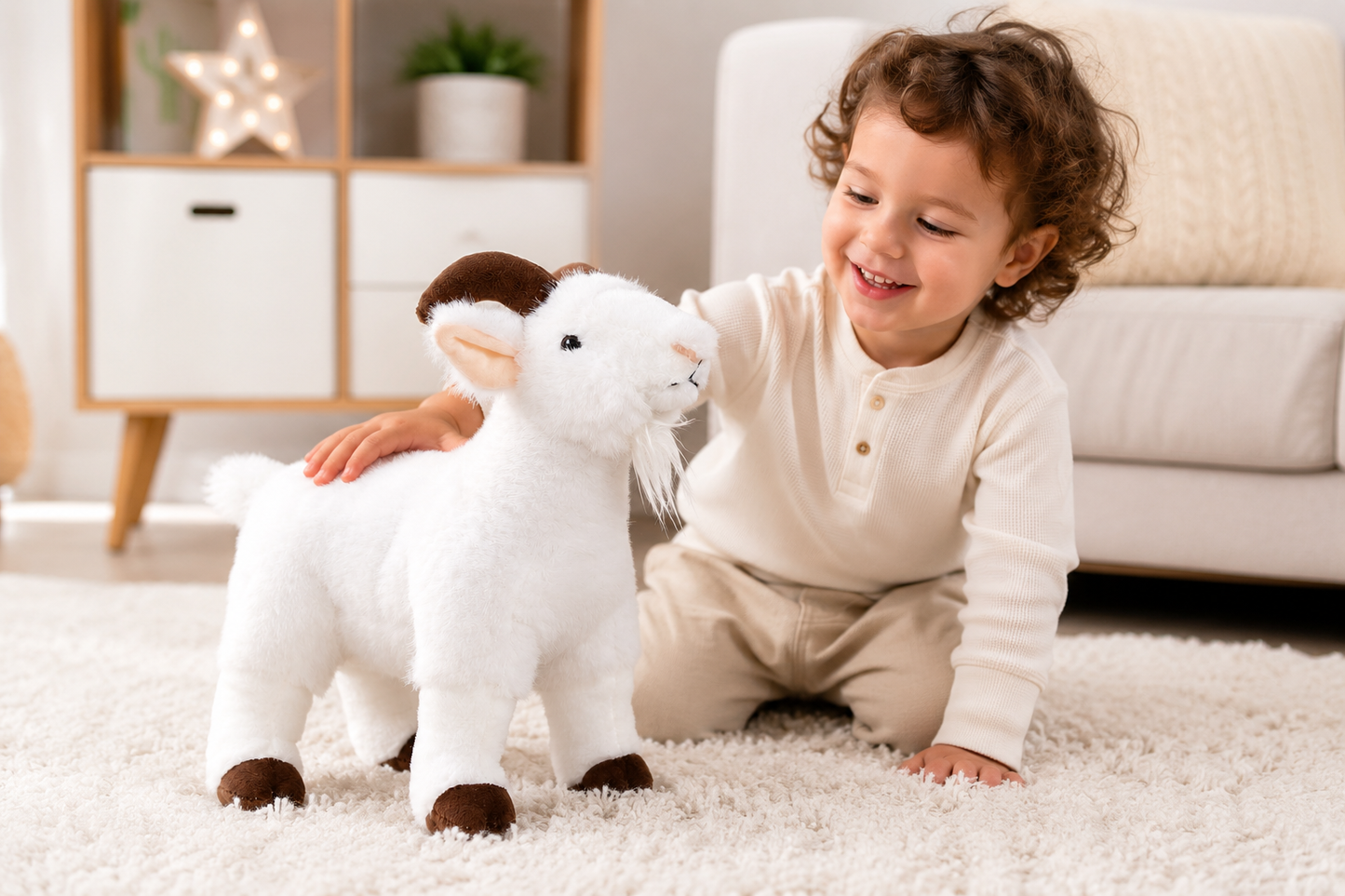 White Realistic Goat Plush Toy