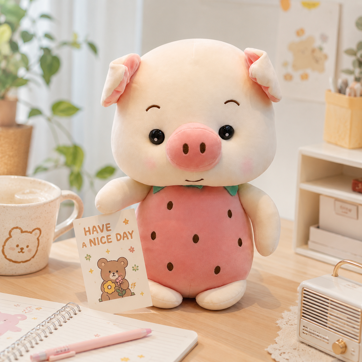 Pink Fruit Pig Plush Toy
