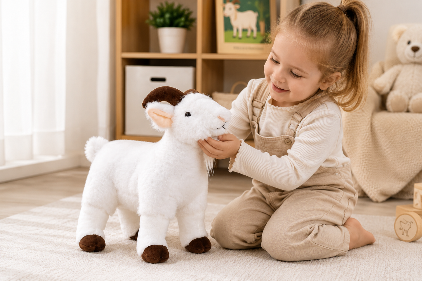 White Realistic Goat Plush Toy