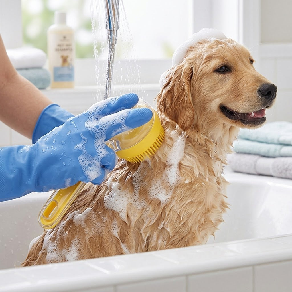 Long Handle Pet Bath and Massage Brush